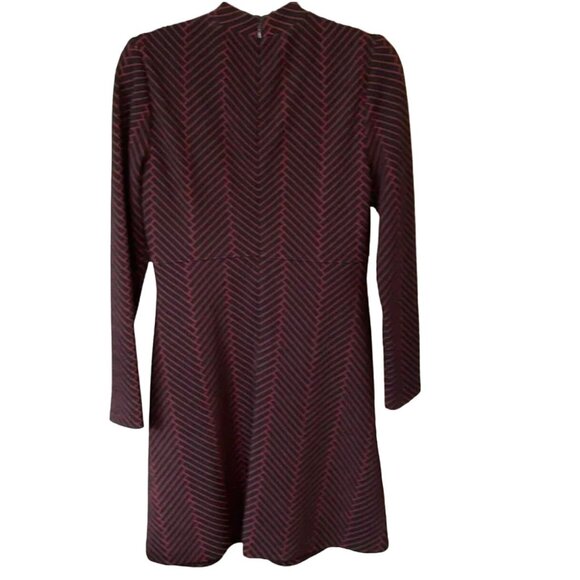 Ivanka Trump Mock Neck Long Sleeve Black and Red Dress Flare A-line Dress Size 4 - Picture 3 of 8